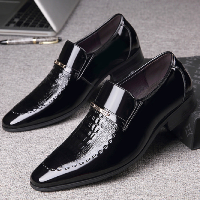 Men's Pattern Large Size Patent Business Slip-on Leather Shoes