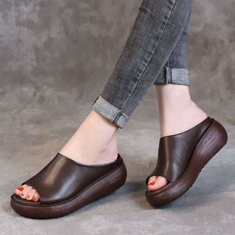 Women's Summer Ethnic Style Wedge Peep Toe Slippers