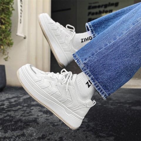Men's Fashionable Style White Versatile Korean Sneakers