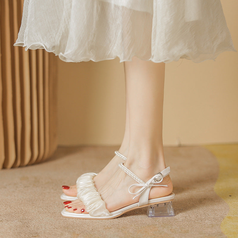 Women's For Summer Fairy Style Crystal Pearl Heels