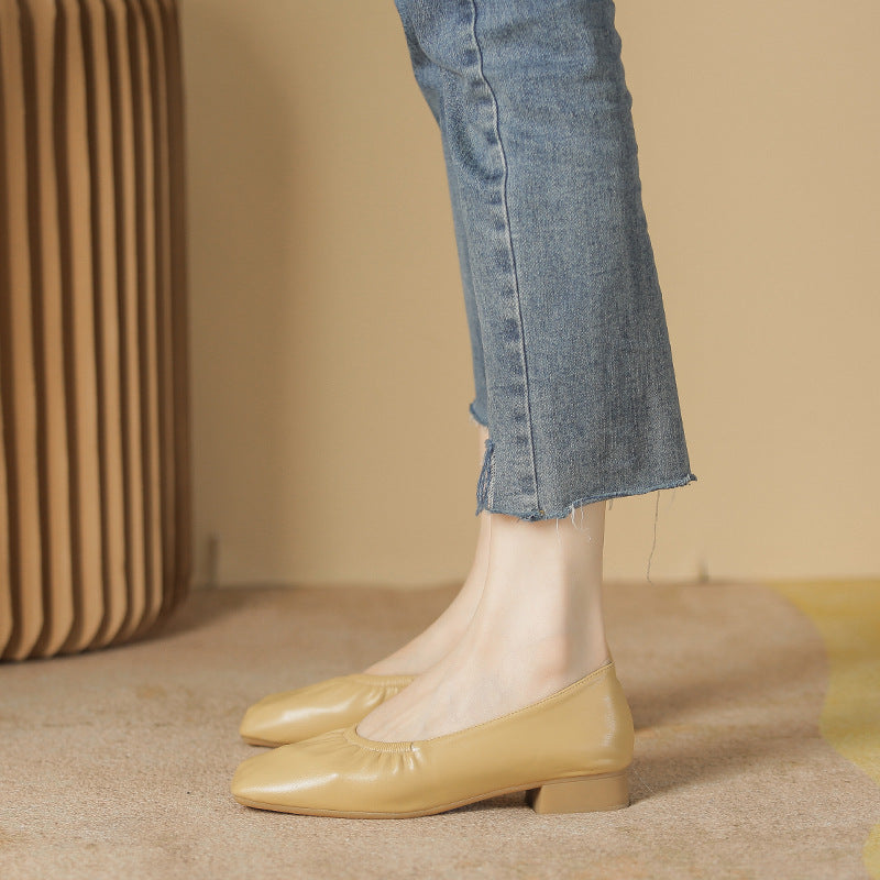 Women's Granny Elegant Soft Pleated Gentle Heels