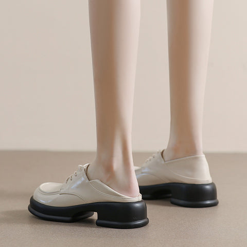 Women's Slip-on Pumps Chunky Retro British Style Heels