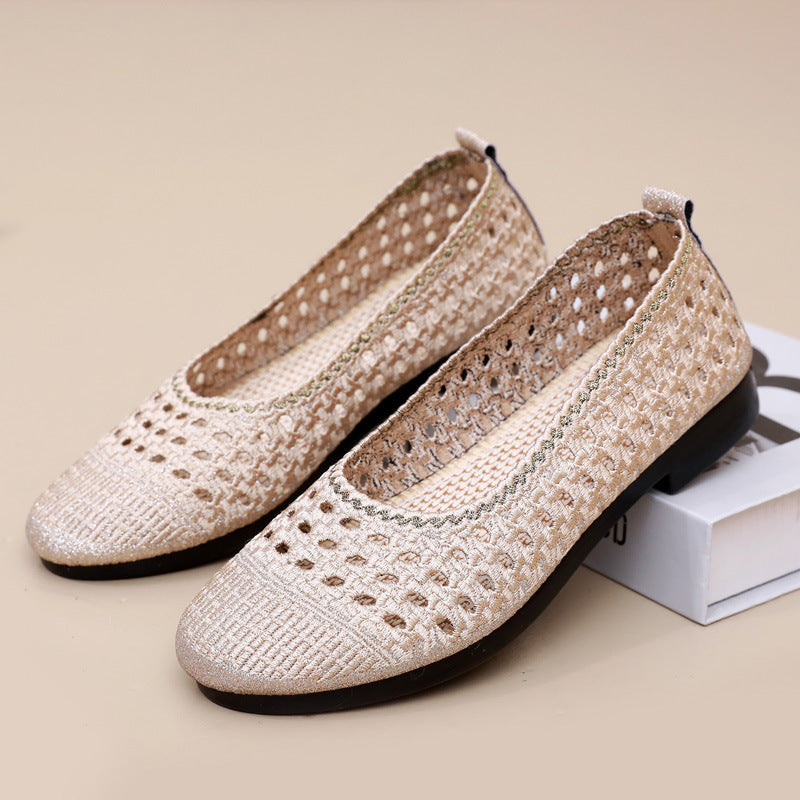 Women's Old Beijing Cloth Summer Slip-on Hollow Mother's Comfortable Women's Shoes