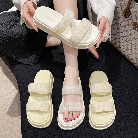 Elegant Women's Platform Korean Beach Fashion Slippers