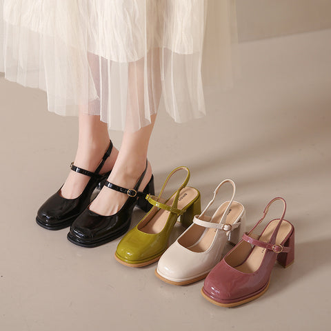 Women's Toe High Round Fashion Fairy Patent Sandals
