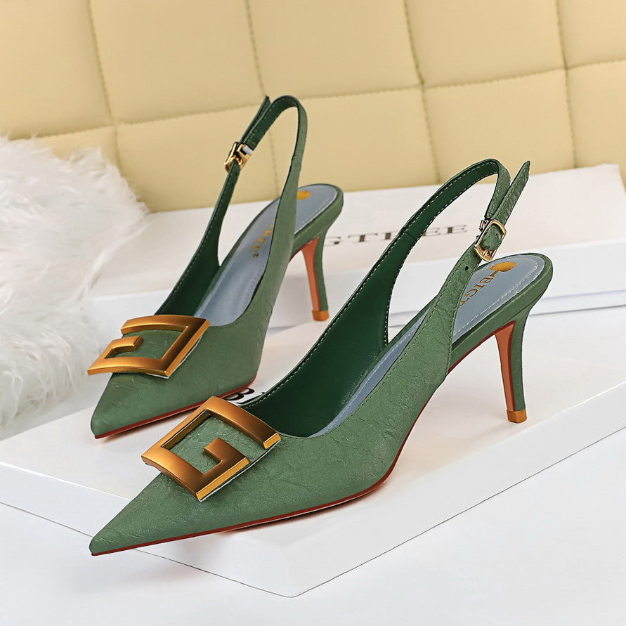 Women's Stiletto Shallow Mouth Hollowed Back Strap Women's Shoes