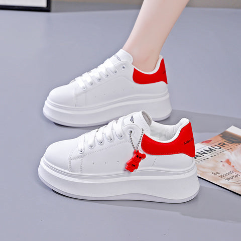 New Women's White Height Increasing Thick Sneakers