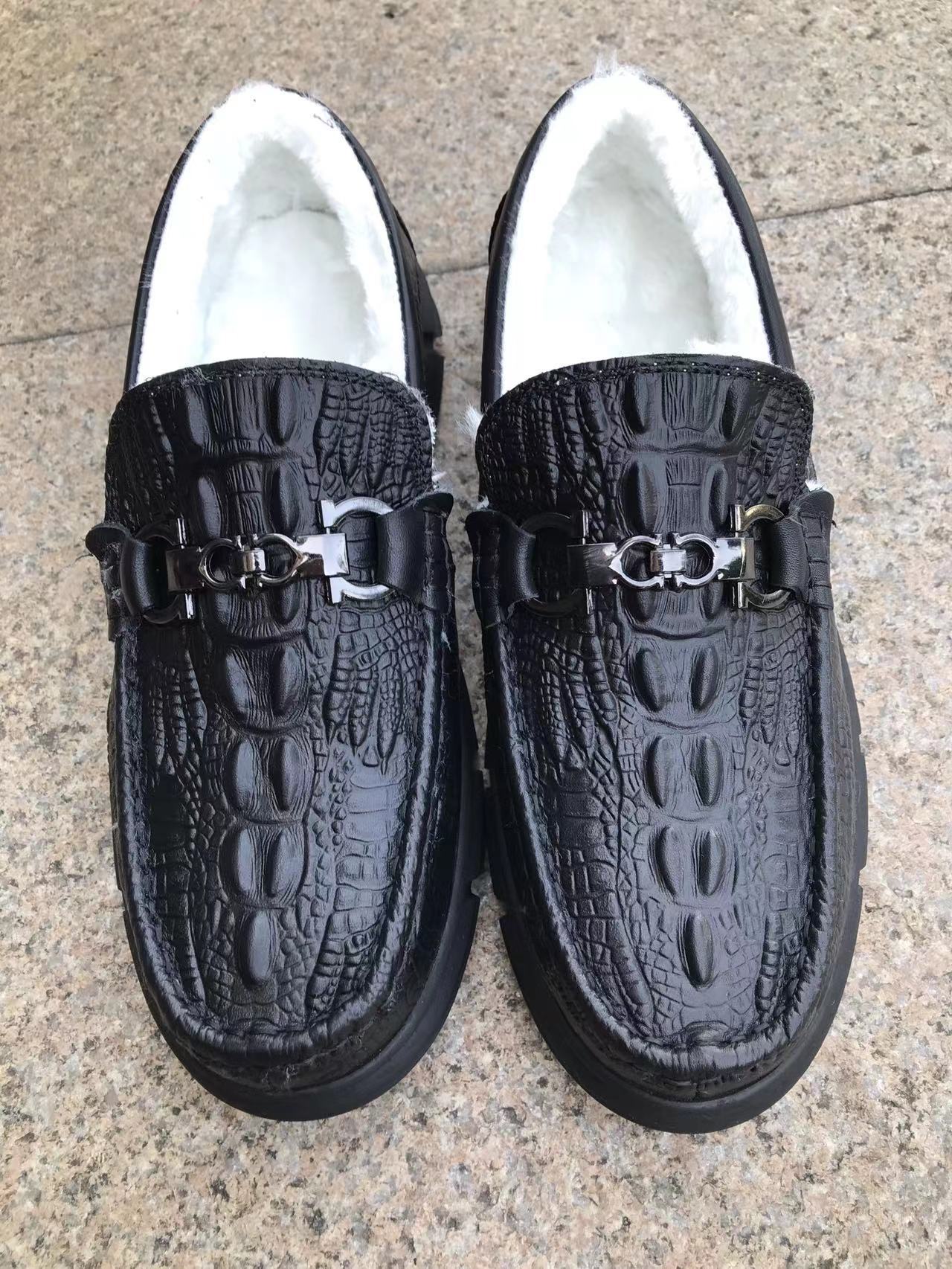 Men's Layer Cowhide Genuine Tods Crocodile Pattern Casual Shoes