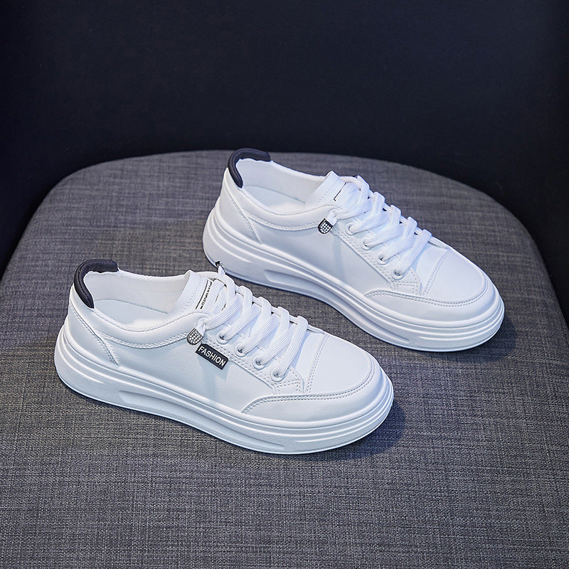Women's Korean Style White Fashionable Spring Platform Canvas Shoes