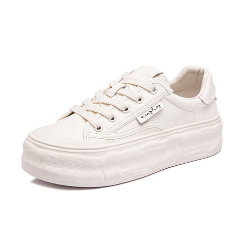 Women's Genuine White Spring Versatile Board Thick Casual Shoes