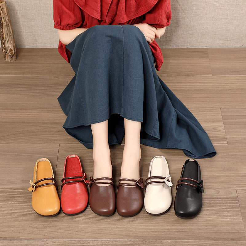 Women's Summer Genuine Low-cut Large Round Slippers