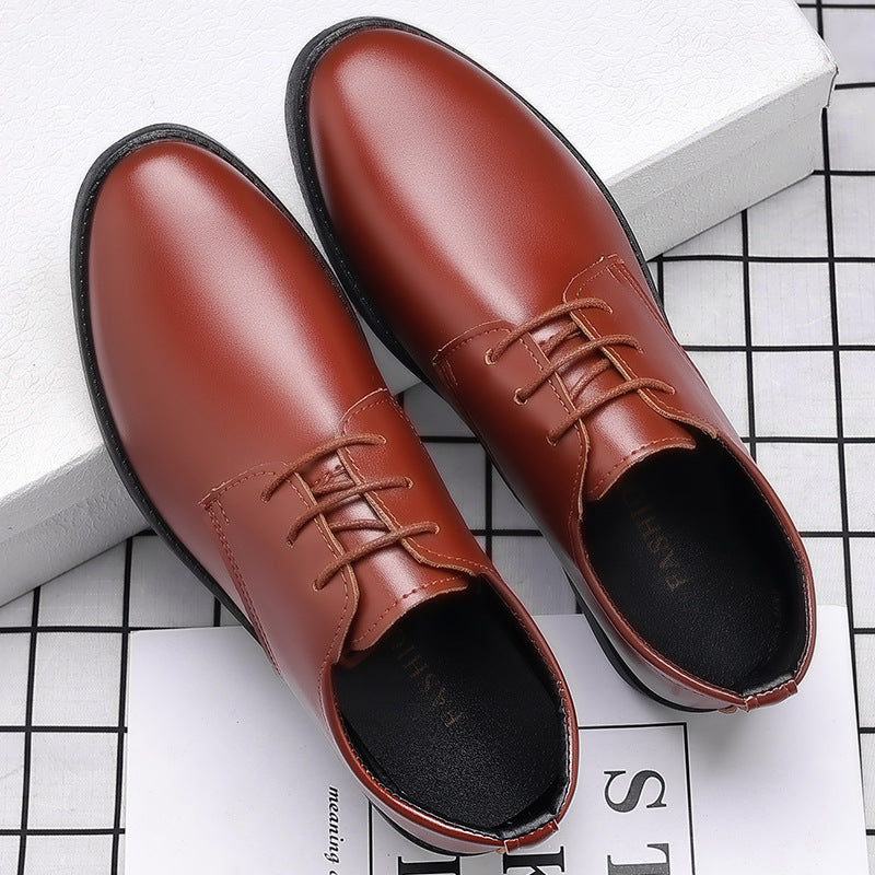 Men's British Wedding Soft Spring Height Increasing Leather Shoes