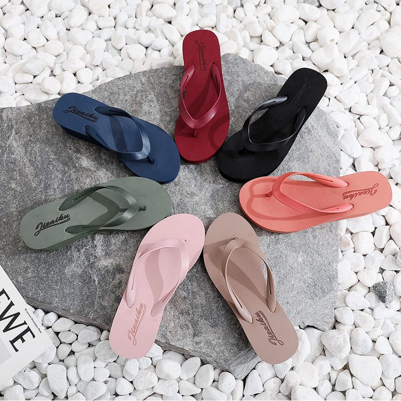 Women's Summer Wedge Flip-flops Outdoor Candy Color Slippers