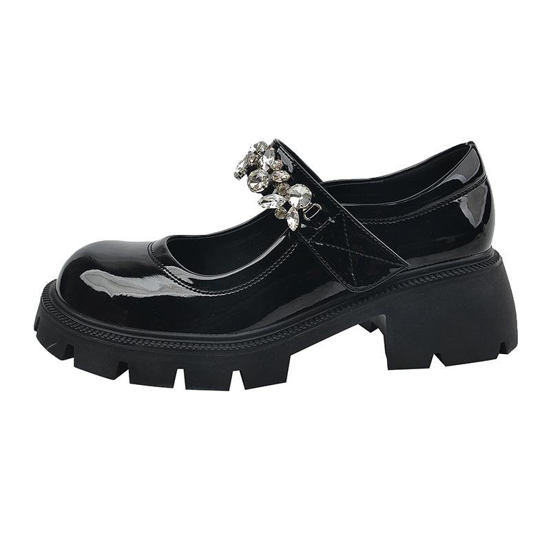 Women's Platform Shallow Mouth Mary Jane Preppy Leather Shoes