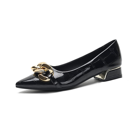 Women's Flat Skirt Wear Pointed Toe Mary Leather Shoes