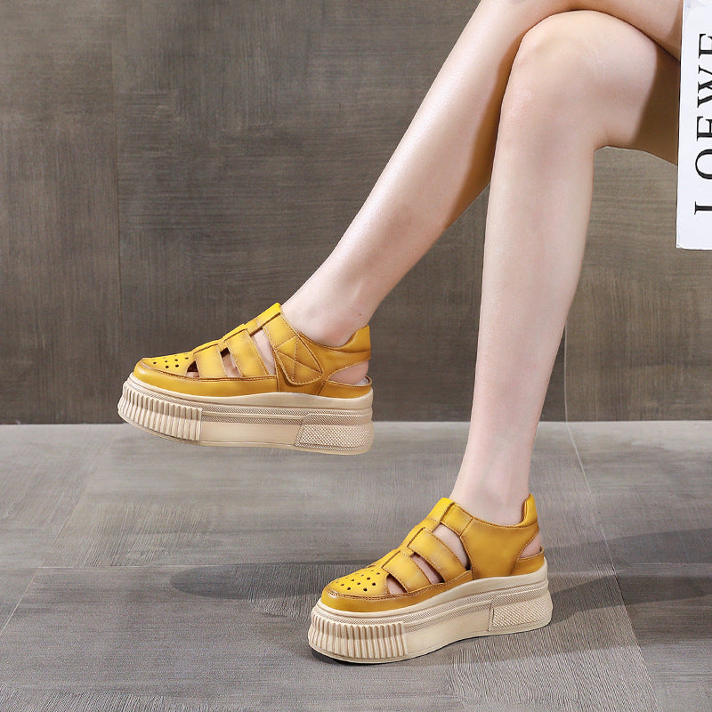 Women's Toe Summer Retro Sports Velcro Platform Sandals