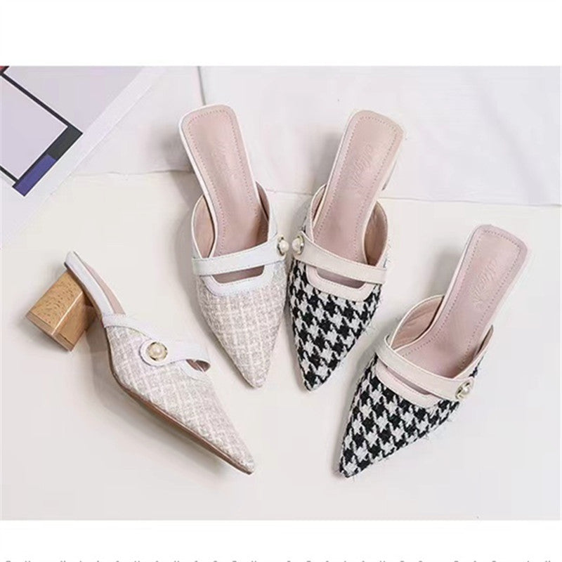 Women's High Summer Pointed Toe Mid Lazy Slippers
