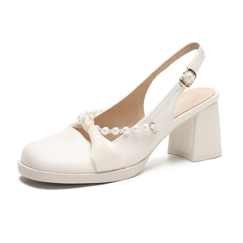 Chunky Platform Closed Toe White Shallow Mouth Women's Shoes