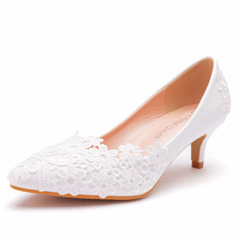 Flower Wedding White High-heeled Bridal Adult Women's Shoes