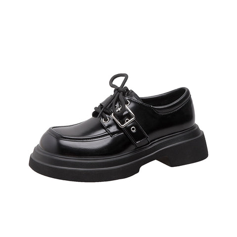 Thick Bottom British Style Small Belt Loafers