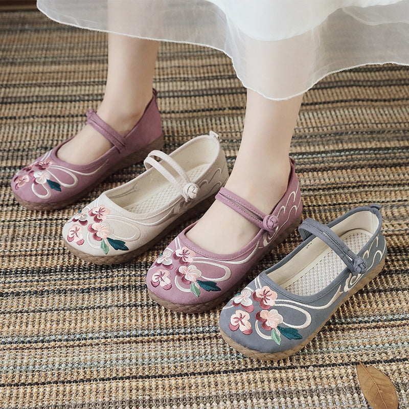 Women's Traditional Embroidered Female Han Costume Canvas Shoes