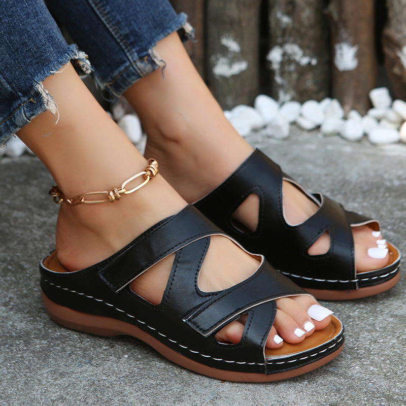 Women's Style Slip-on Wedge For Hollowed Fashion Sandals