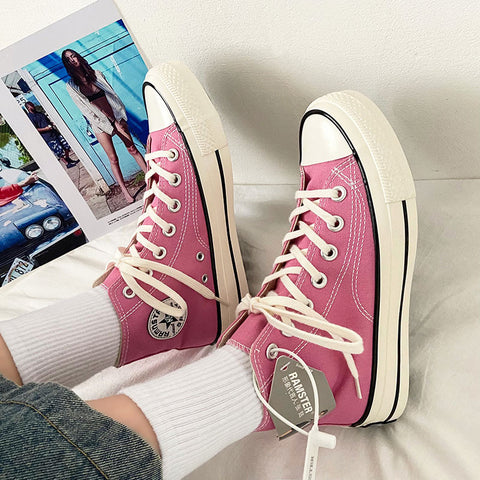 Cool Graceful Women's Showy Pink Skateboard Canvas Shoes