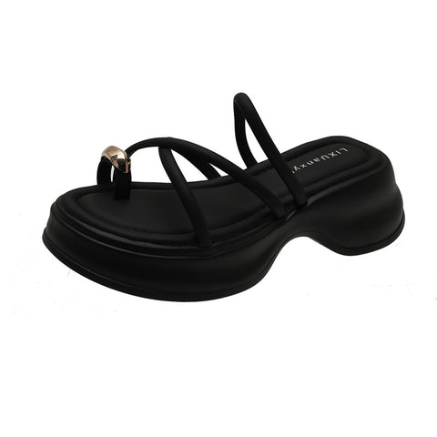 Women's Thick-soled Toe Ring Fashionable Korean Style Slippers