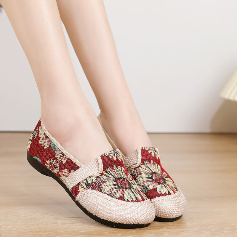 Women's Cloth Comfortable Breathable Mom Ethnic Style Canvas Shoes