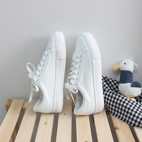 Women's Style White Four Simple Flat Street Shooting Canvas Shoes