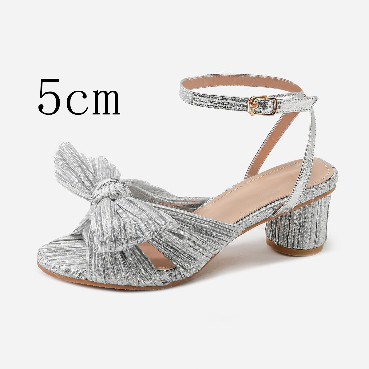 Women's Chunky Satin Bow Round Toe Open Sandals