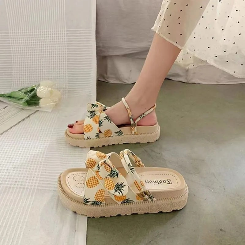 Women's Summer Outdoor Fashion Two-way Wear Outing Muffin Platform Slippers