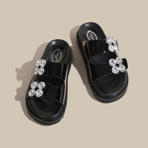 Cool Outdoor Rhinestone Platform Large And Slippers