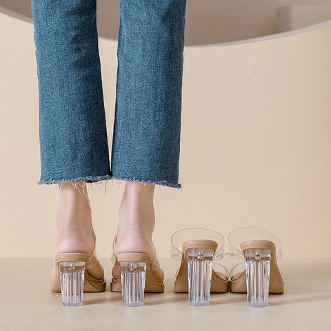 Graceful Cool Women's Waterproof Platform Crystal Heels