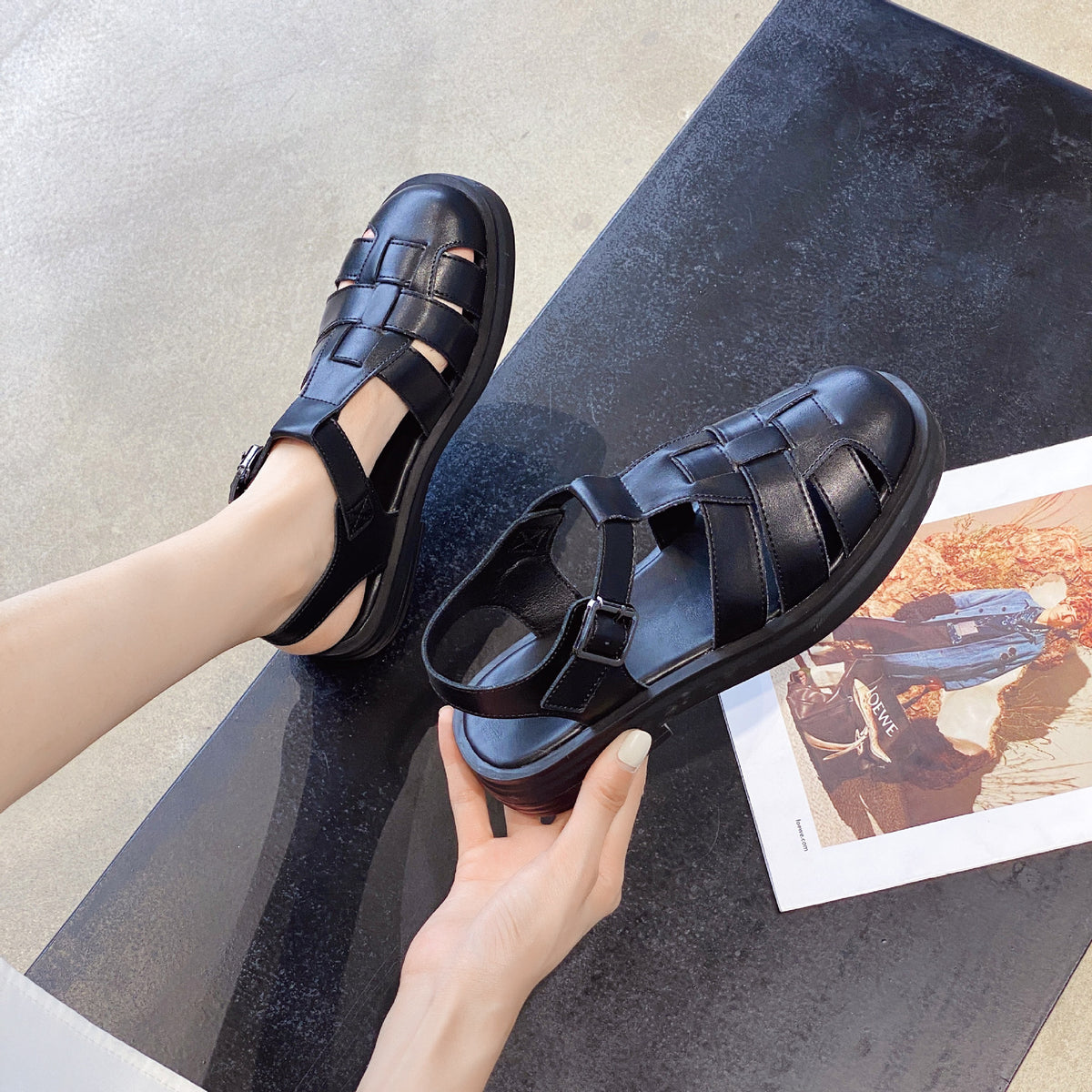 Women's Style Closed Toe Woven Summer Platform Sandals