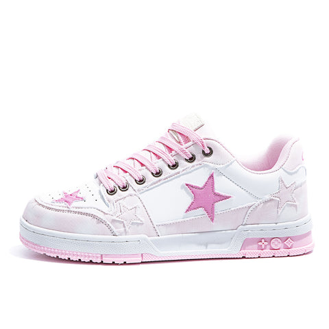 Children's Pink Five-pointed Star Couple Moral Training Sneakers