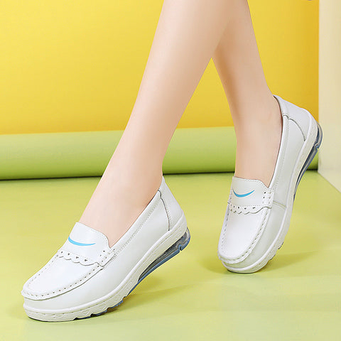 Women's White Autumn Versatile Platform Air Cushion Casual Shoes