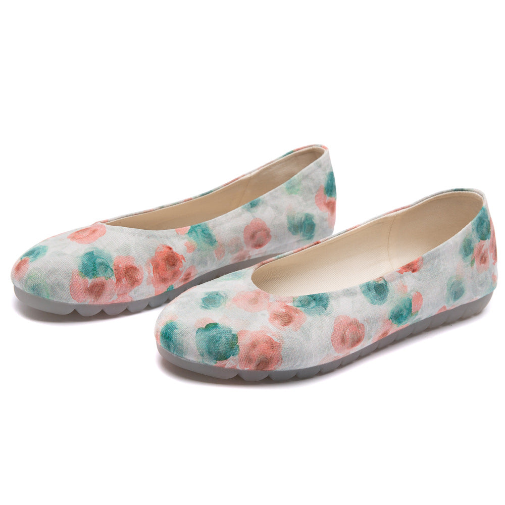 Women's Different Spring Fresh Printed Cloth Cotton And Linen Canvas Shoes