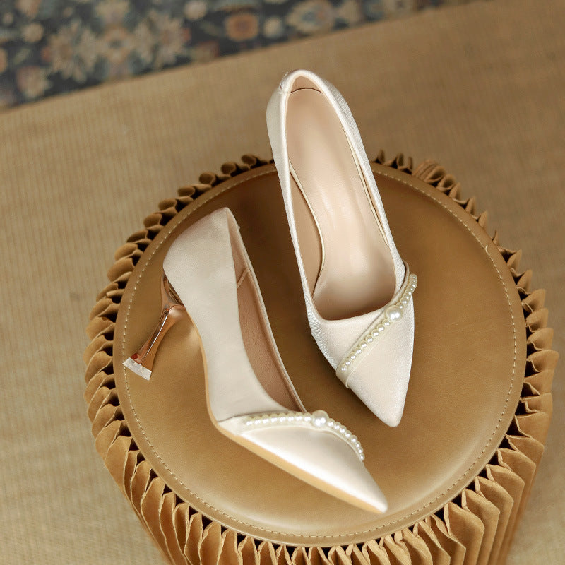 Women's Wedding Niche High-grade Temperament Pearl Adult Gift Bridesmaid Women's Shoes