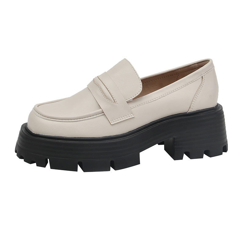Women's Small For Retro British Style Slip-on Leather Shoes