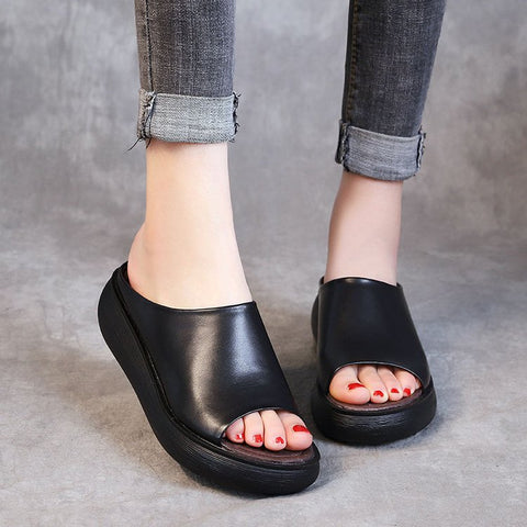 Women's Summer Ethnic Style Wedge Peep Toe Slippers