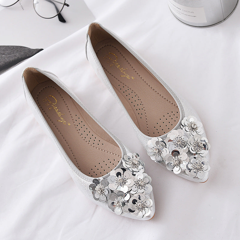 Casual Flats Shallow Mouth Rhinestone Egg Women's Shoes