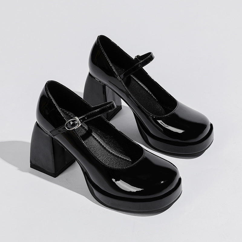 Women's Jane Design Elegant High-grade Chunky Black Heels