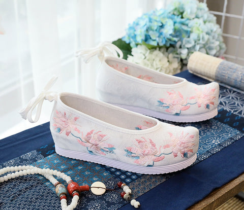 Bow For Han Chinese Clothing Antique Style Canvas Shoes