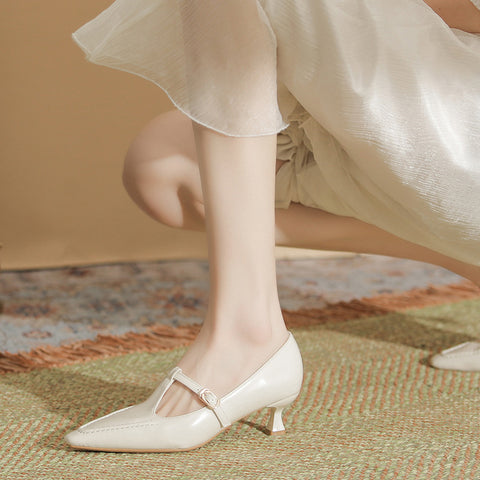 Women's Sheepskin Inner Cushion Pointed Toe Mary Women's Shoes