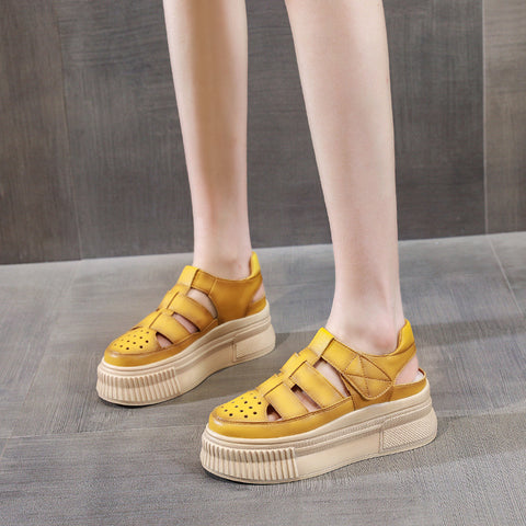 Women's Toe Summer Retro Sports Velcro Platform Sandals