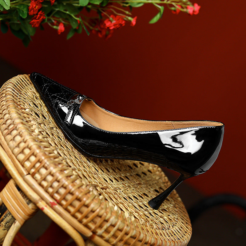 Women's Pointed High Patent Stilettos Genuine Women's Shoes