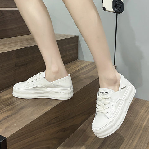 Women's White Korean Spring Platform Sports Skate Casual Shoes