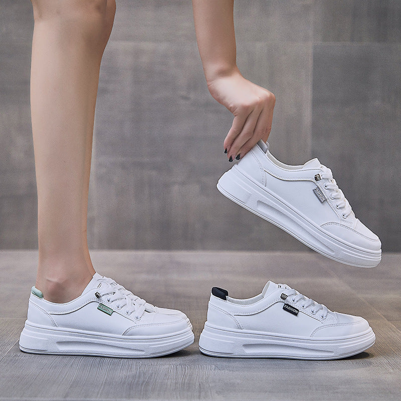 Women's Korean Style White Fashionable Spring Platform Canvas Shoes