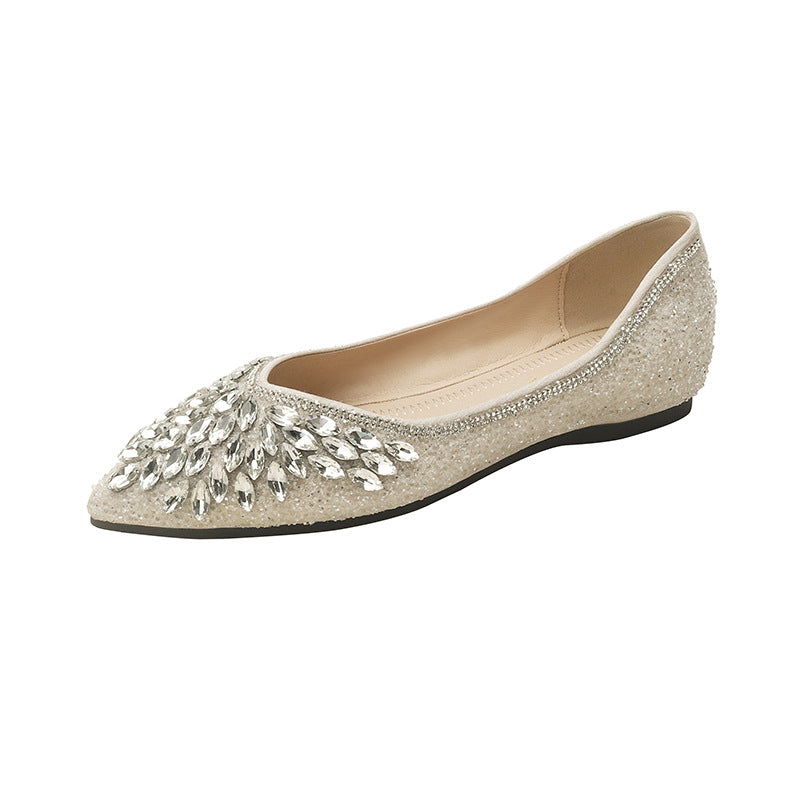 Women's Flat Spring Rhinestone Slip-on Gentle Lei Women's Shoes